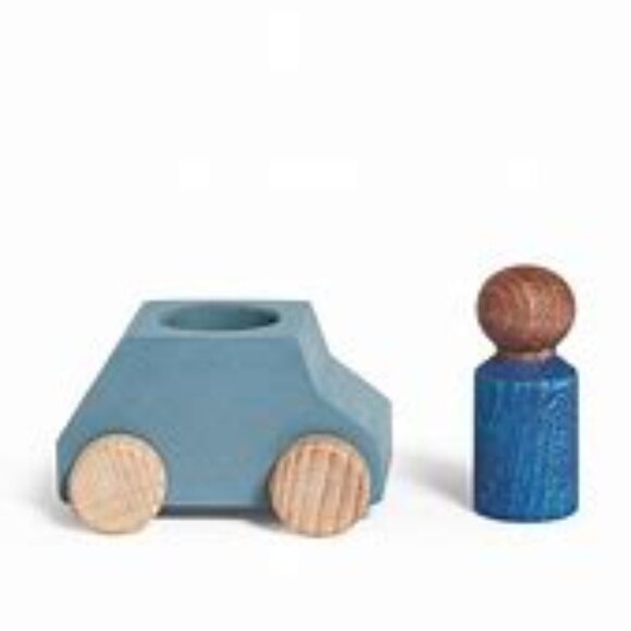 NWT Lubulona Wooden Toy Car & Peg Person - Grey - Picture 2 of 2